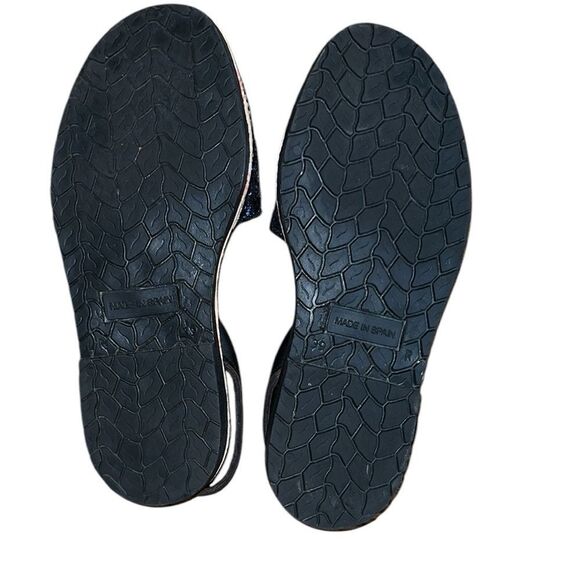Menorquina Blue Glitter and Black Leather Women’s Sandals Size 39 - Picture 5 of 5